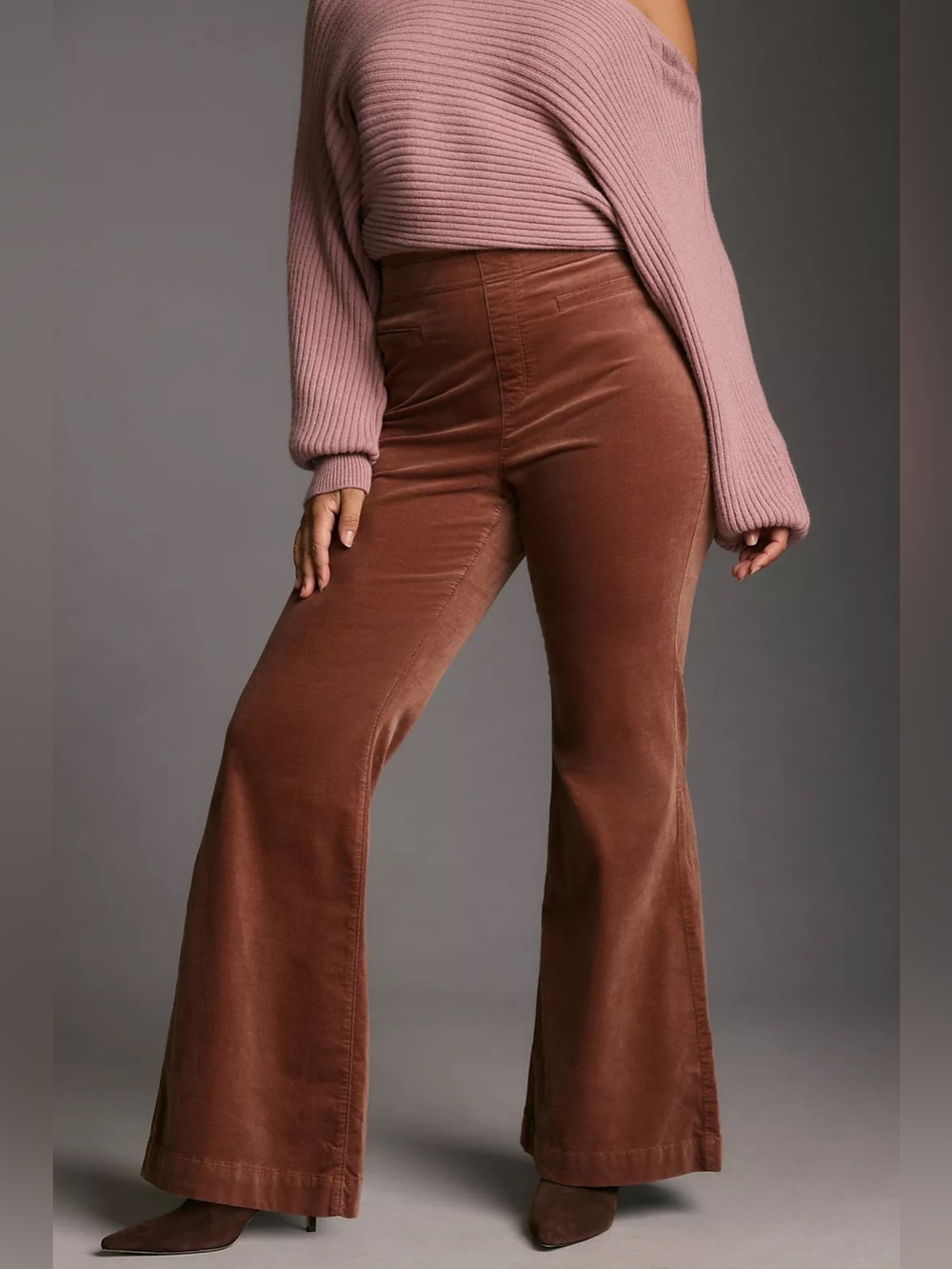 Pilcro Velvet Pull-On Mid-Rise Retro Flare Jeans